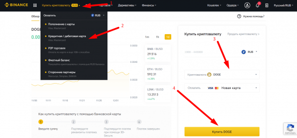 Как новичку купить криптовалюту за рубли на Binance?