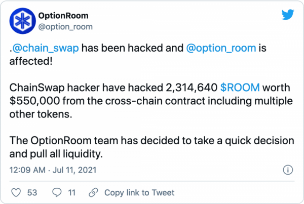 ChainSwap потерял около 8 миллионов долларов США из-за уязвимости смарт-контракта
